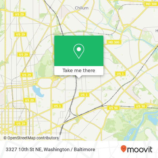 Mapa de 3327 10th St NE, Washington, DC 20017