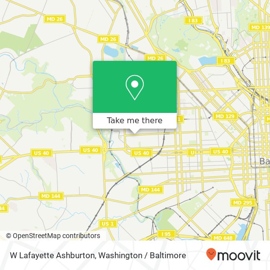 Mapa de W Lafayette Ashburton, Baltimore, MD 21216