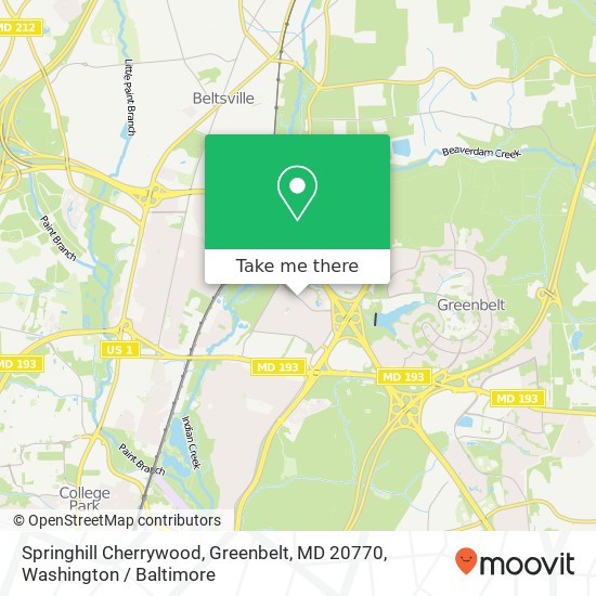 Mapa de Springhill Cherrywood, Greenbelt, MD 20770
