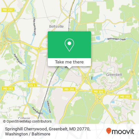 Mapa de Springhill Cherrywood, Greenbelt, MD 20770