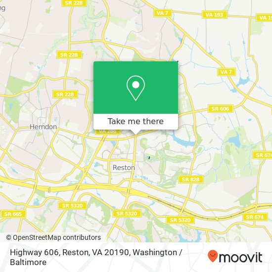 Mapa de Highway 606, Reston, VA 20190