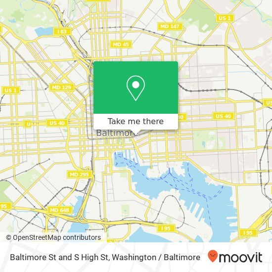 Baltimore St and S High St, Baltimore (EAST CASE), MD 21202 map