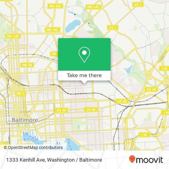 Mapa de 1333 Kenhill Ave, Baltimore, MD 21213