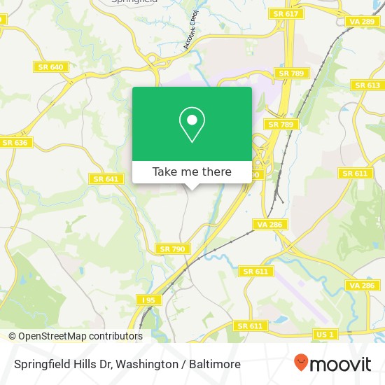Mapa de Springfield Hills Dr, Springfield, VA 22153