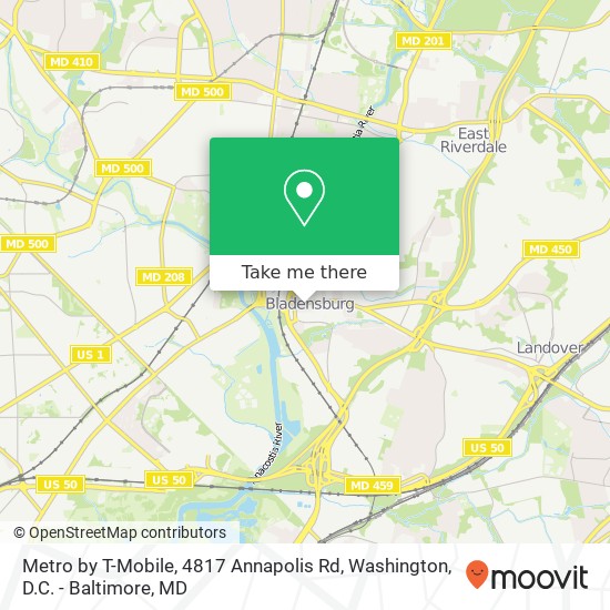 Mapa de Metro by T-Mobile, 4817 Annapolis Rd