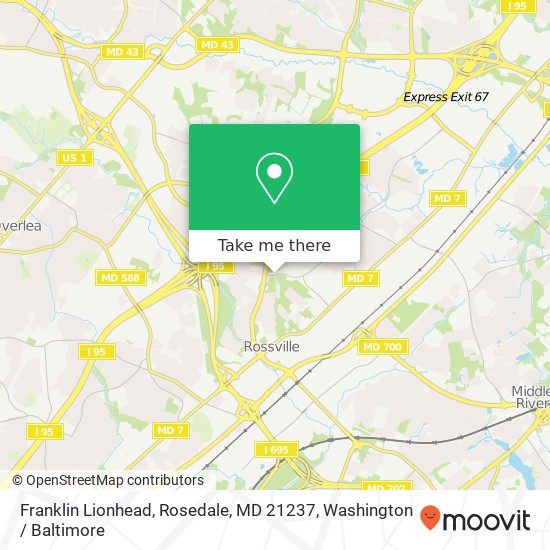 Mapa de Franklin Lionhead, Rosedale, MD 21237