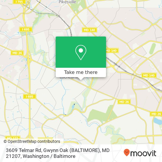 Mapa de 3609 Telmar Rd, Gwynn Oak (BALTIMORE), MD 21207