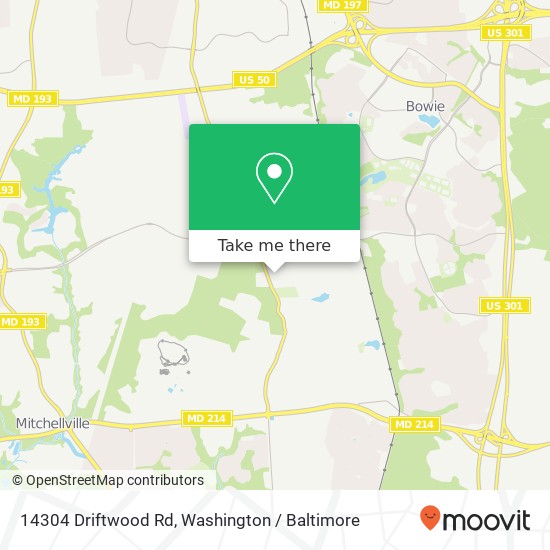 Mapa de 14304 Driftwood Rd, Bowie, MD 20721