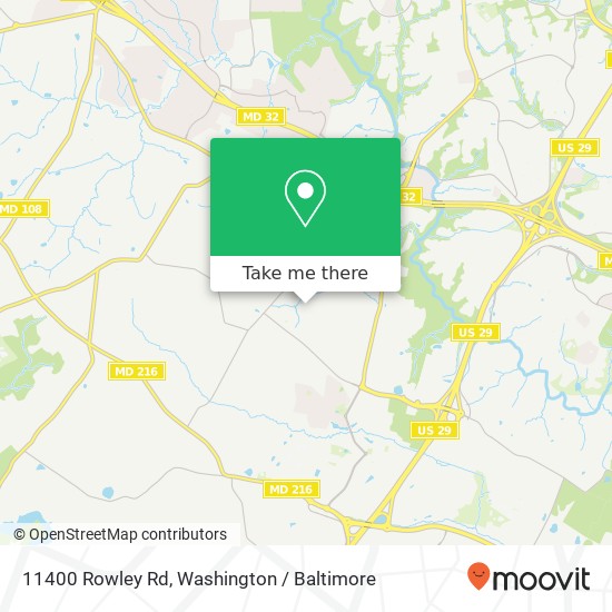 Mapa de 11400 Rowley Rd, Clarksville, MD 21029