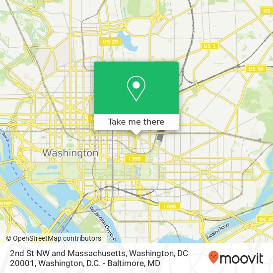 2nd St NW and Massachusetts, Washington, DC 20001 map