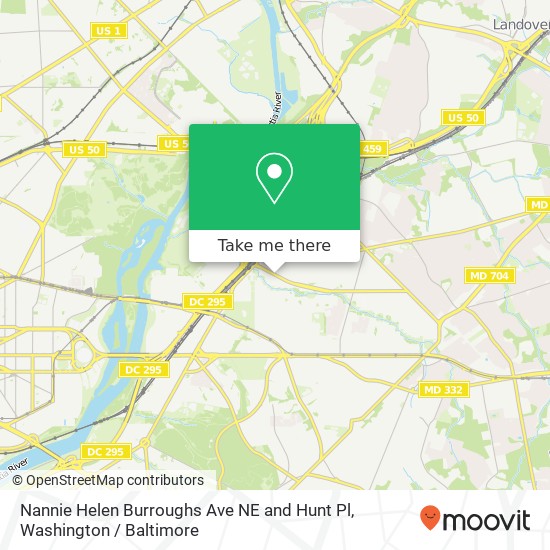 Nannie Helen Burroughs Ave NE and Hunt Pl, Washington, DC 20019 map