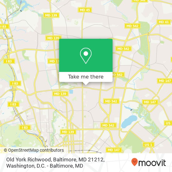 Mapa de Old York Richwood, Baltimore, MD 21212