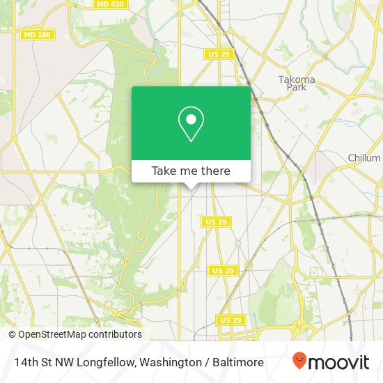 Mapa de 14th St NW Longfellow, Washington, DC 20011