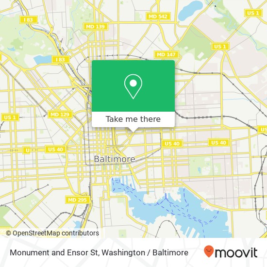 Monument and Ensor St, Baltimore, MD 21202 map