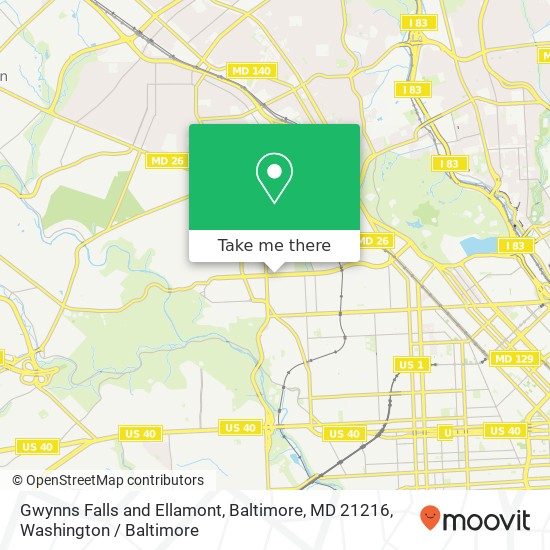 Gwynns Falls and Ellamont, Baltimore, MD 21216 map