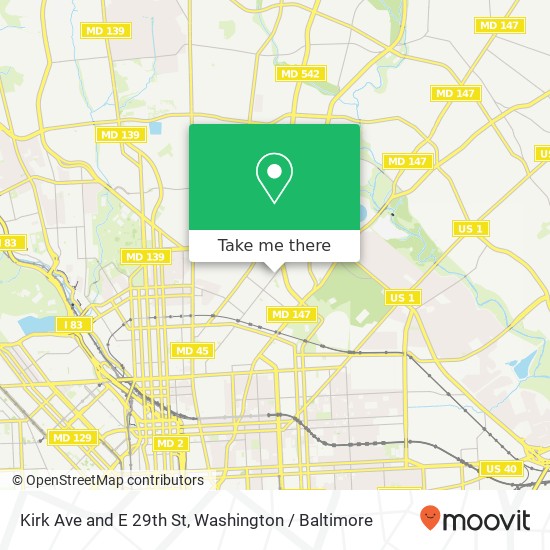 Kirk Ave and E 29th St, Baltimore, MD 21218 map
