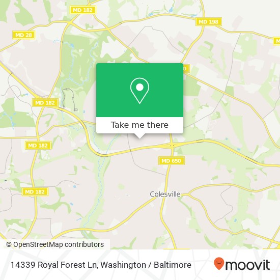 Mapa de 14339 Royal Forest Ln, Silver Spring, MD 20904