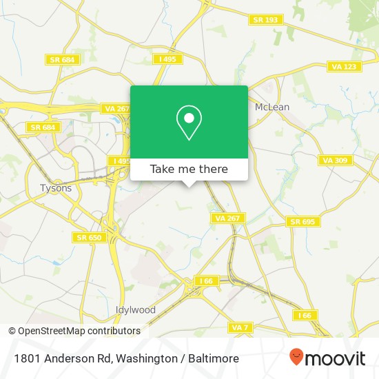 Mapa de 1801 Anderson Rd, Falls Church, VA 22043