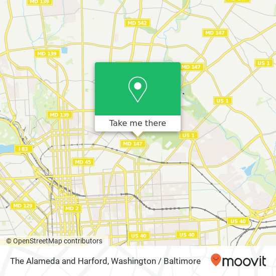 The Alameda and Harford, Baltimore, MD 21218 map