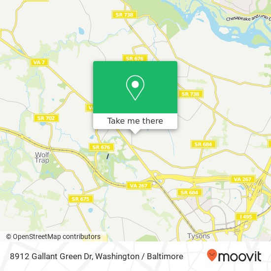 Mapa de 8912 Gallant Green Dr, McLean, VA 22102