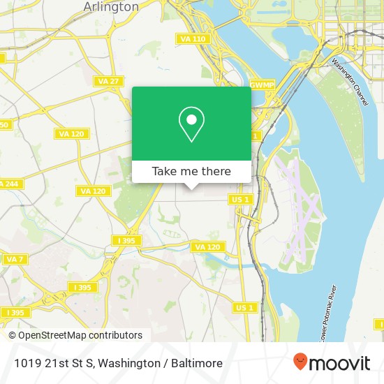 Mapa de 1019 21st St S, Arlington, VA 22202
