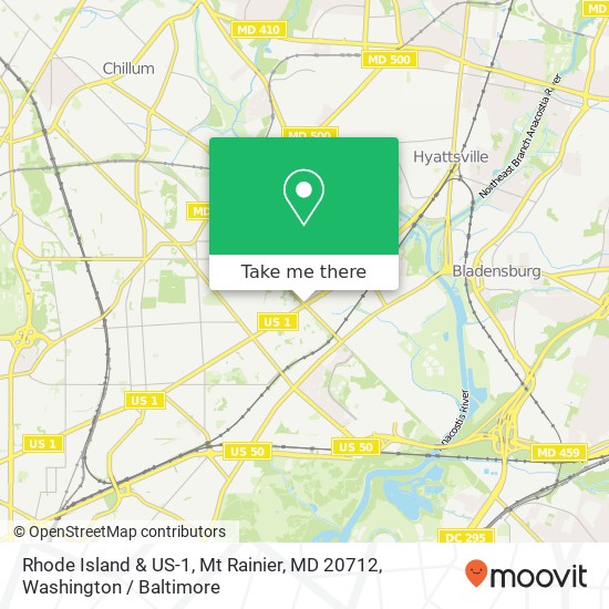 Mapa de Rhode Island & US-1, Mt Rainier, MD 20712