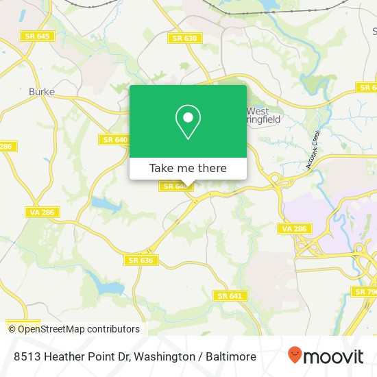 Mapa de 8513 Heather Point Dr, Springfield, VA 22152