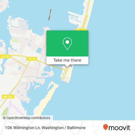 Mapa de 106 Wilmington Ln, Ocean City, MD 21842