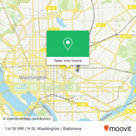 Mapa de 1st St NW / H St, Washington, DC 20001