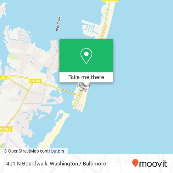 Mapa de 401 N Boardwalk, Ocean City, MD 21842