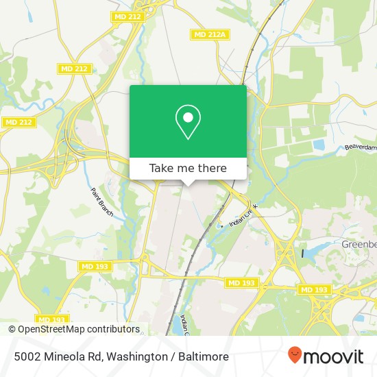 Mapa de 5002 Mineola Rd, College Park, MD 20740