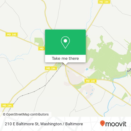 Mapa de 210 E Baltimore St, Taneytown, MD 21787