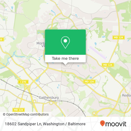 Mapa de 18602 Sandpiper Ln, Gaithersburg, MD 20879