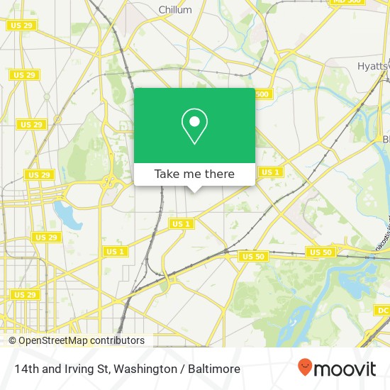 Mapa de 14th and Irving St, Washington, DC 20017