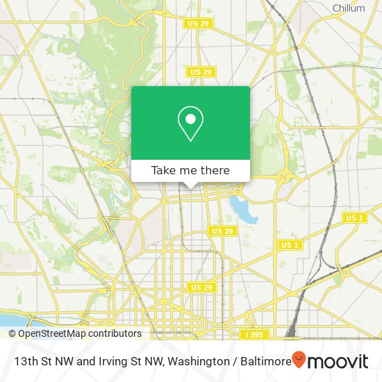 Mapa de 13th St NW and Irving St NW, Washington, DC 20010