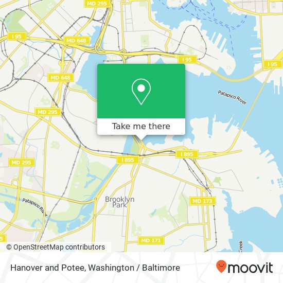 Mapa de Hanover and Potee, Brooklyn, MD 21225