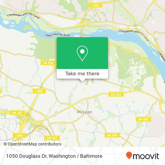 Mapa de 1050 Douglass Dr, McLean, VA 22101