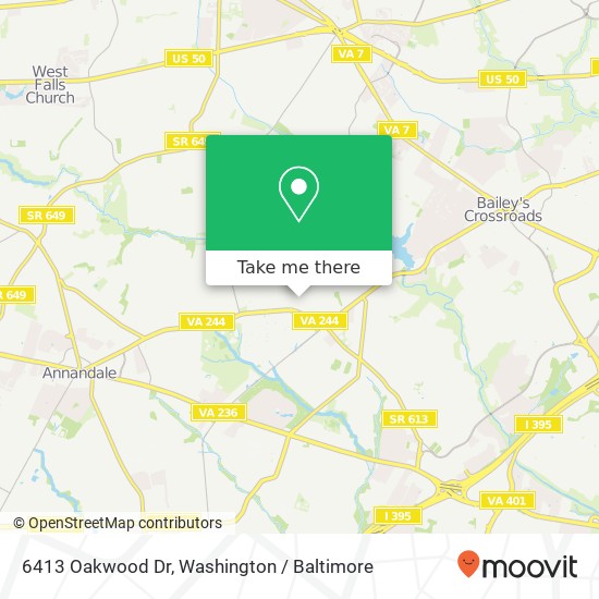 Mapa de 6413 Oakwood Dr, Falls Church, VA 22041