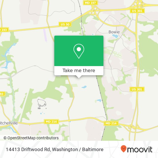 Mapa de 14413 Driftwood Rd, Bowie, MD 20721