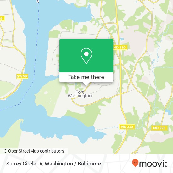 Mapa de Surrey Circle Dr, Fort Washington, MD 20744