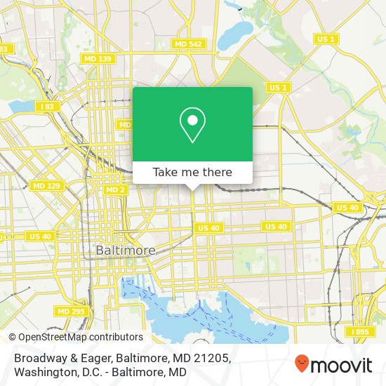 Mapa de Broadway & Eager, Baltimore, MD 21205