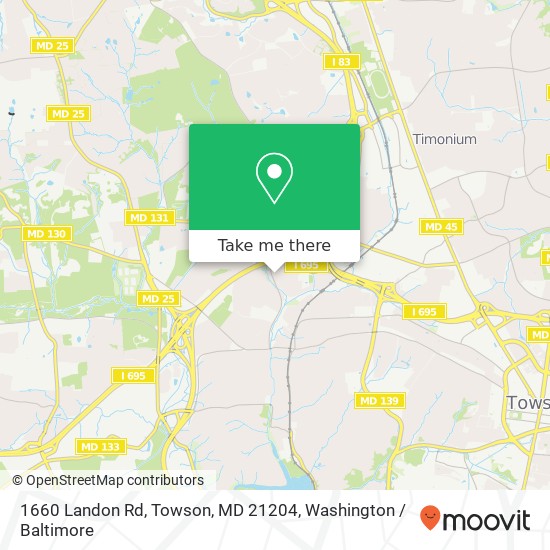 Mapa de 1660 Landon Rd, Towson, MD 21204