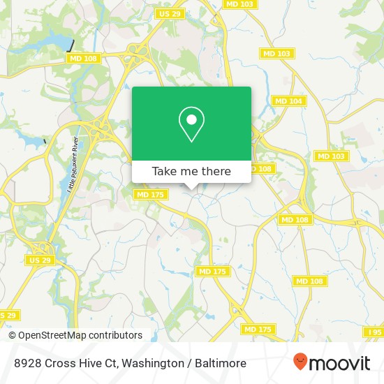 Mapa de 8928 Cross Hive Ct, Columbia, MD 21045