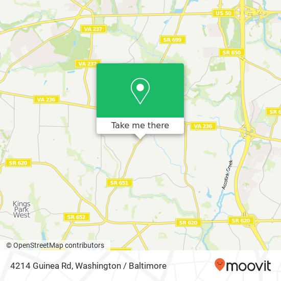 Mapa de 4214 Guinea Rd, Fairfax, VA 22032