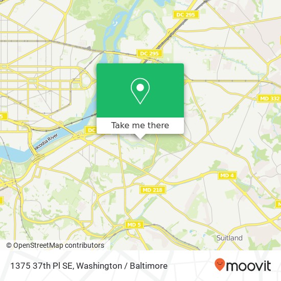 Mapa de 1375 37th Pl SE, Washington, DC 20019