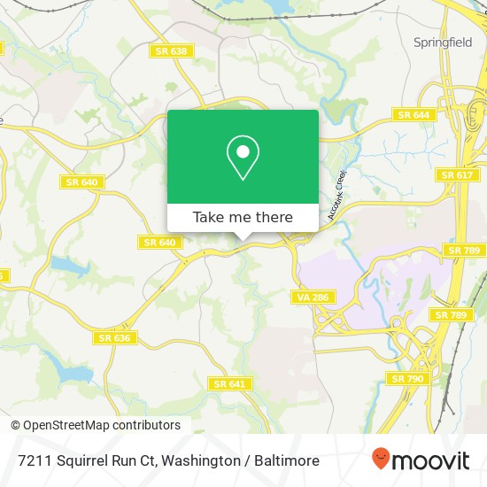 Mapa de 7211 Squirrel Run Ct, Springfield, VA 22152