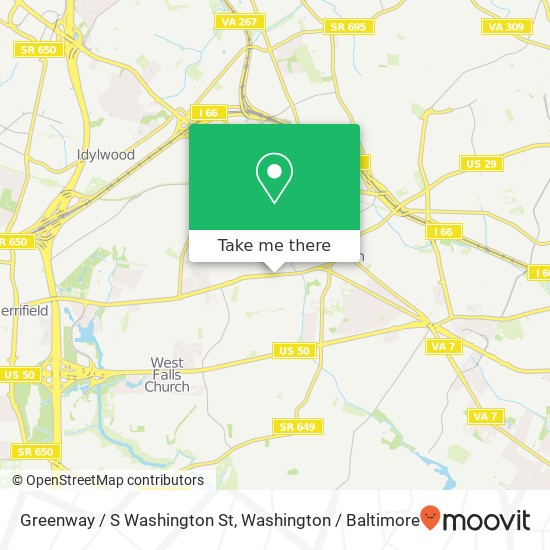 Mapa de Greenway / S Washington St, Falls Church, VA 22046