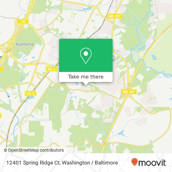 Mapa de 12401 Spring Ridge Ct, Laurel, MD 20708