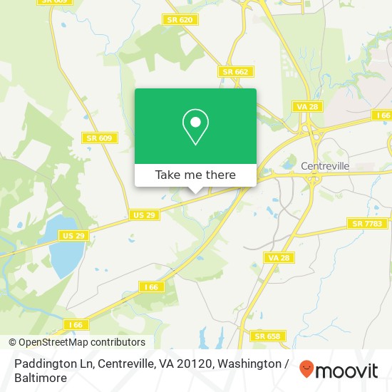 Mapa de Paddington Ln, Centreville, VA 20120