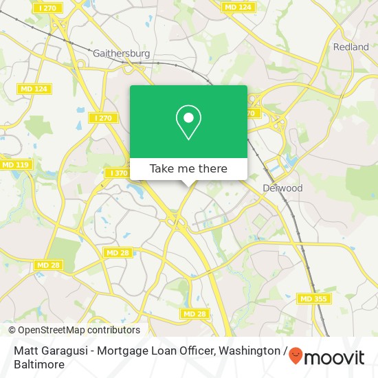 Mapa de Matt Garagusi - Mortgage Loan Officer, 15830 Shady Grove Rd